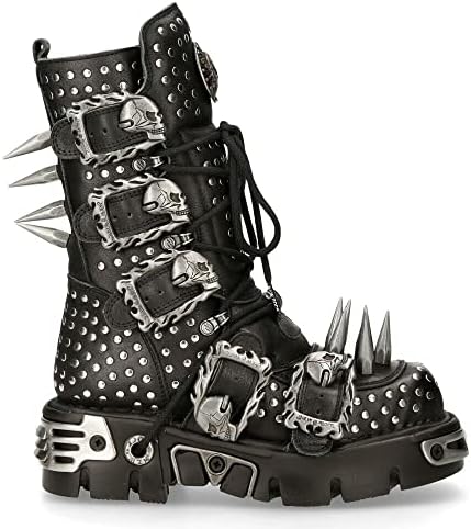 靴 New Rock boots Amazon.com | New Rock Boots 1535-S1 Womens Metallic Black Leather